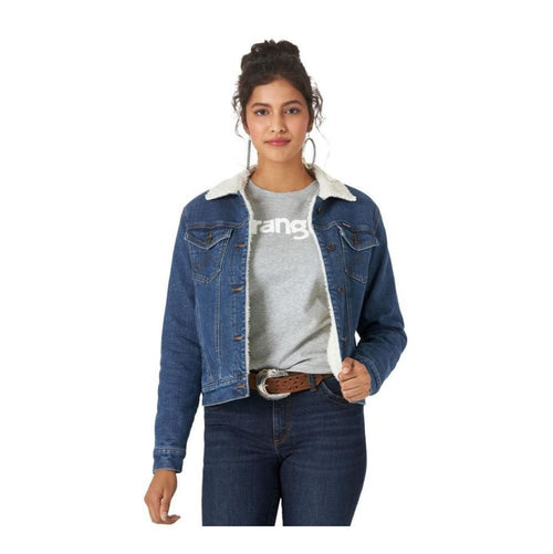 Wrangler Women's Retro Sherpa Lined Western Denim Jacket, L - 112317322