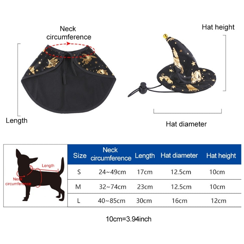 Halloween Pet Cosplay Costume Wizard Cape And Hat