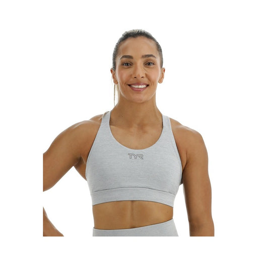 Women TYR Sport Sports Bras  Tyr Base Kinetic Women'S High Neck Big Logo  Sports Bra - Heather – Onlinepasey