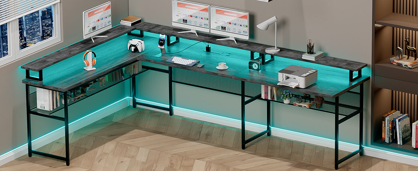 U shaped desk with huch