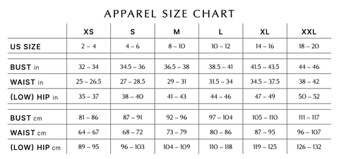 Tizz & Tonic Size Guide