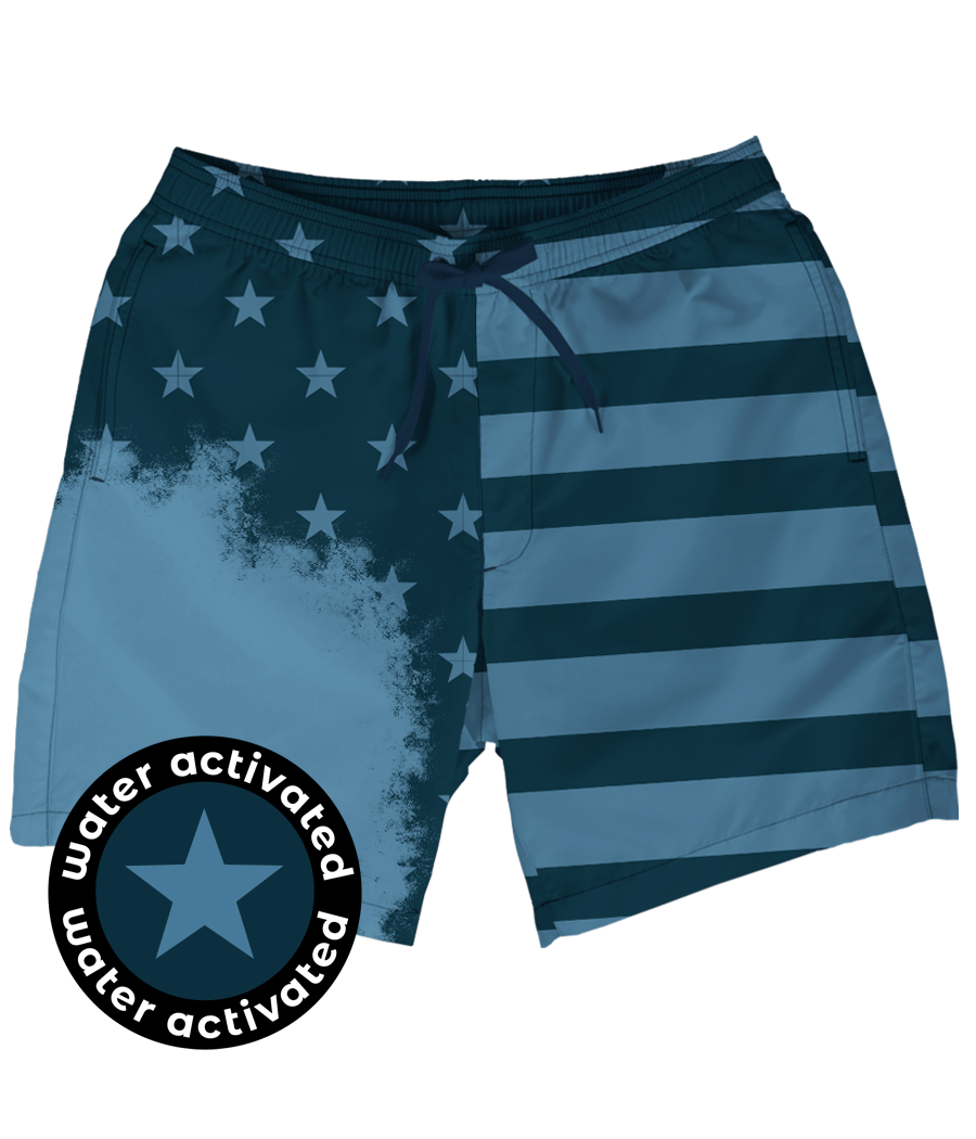 Image of American Flag Color Changing Swim Trunks