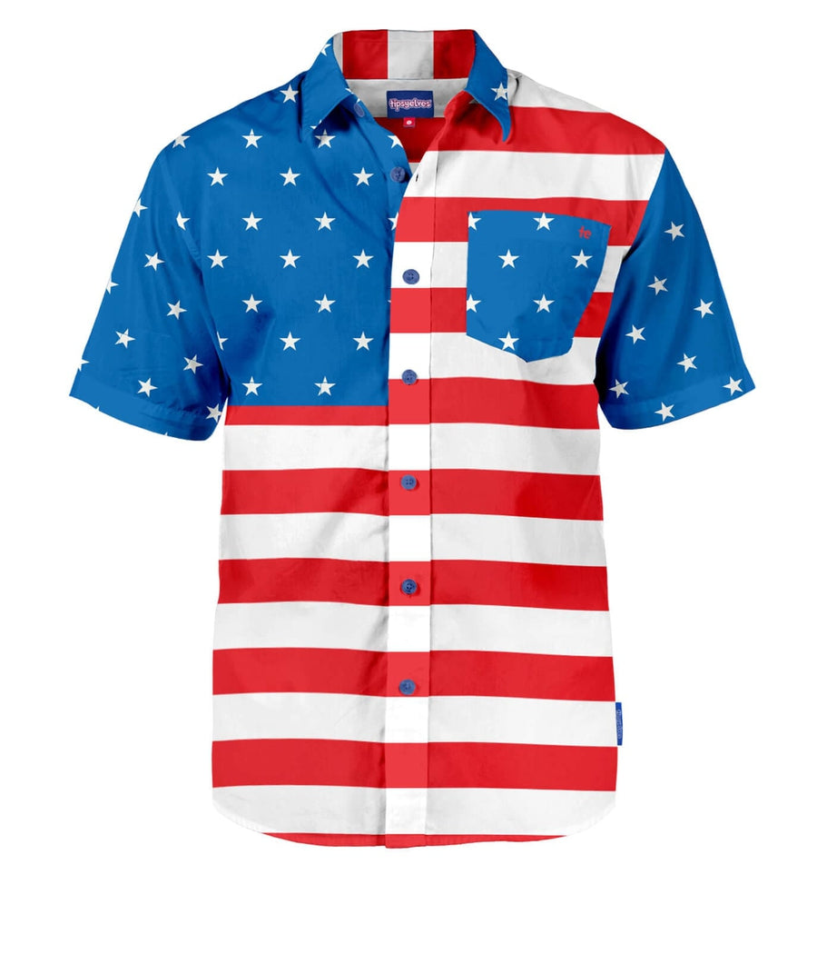 Image of Men's American Flag Button Down Shirt