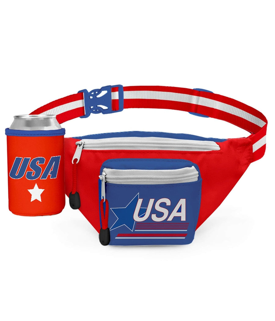 Image of Red USA Fanny Pack w/ Drink Holder