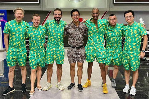 Image of a group on men wearing the havana  banana Romphim