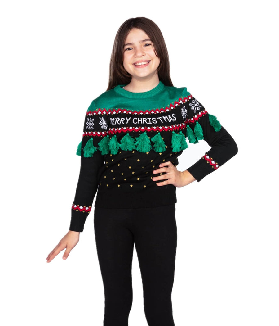 Gaudy Garland Ugly Christmas Sweater: Girls Christmas Outfits