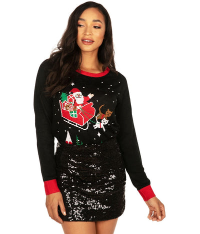 Meowy Christmas Sleigh Light Up Ugly Christmas Sweater: Women's Christmas  Outfits | Tipsy Elves