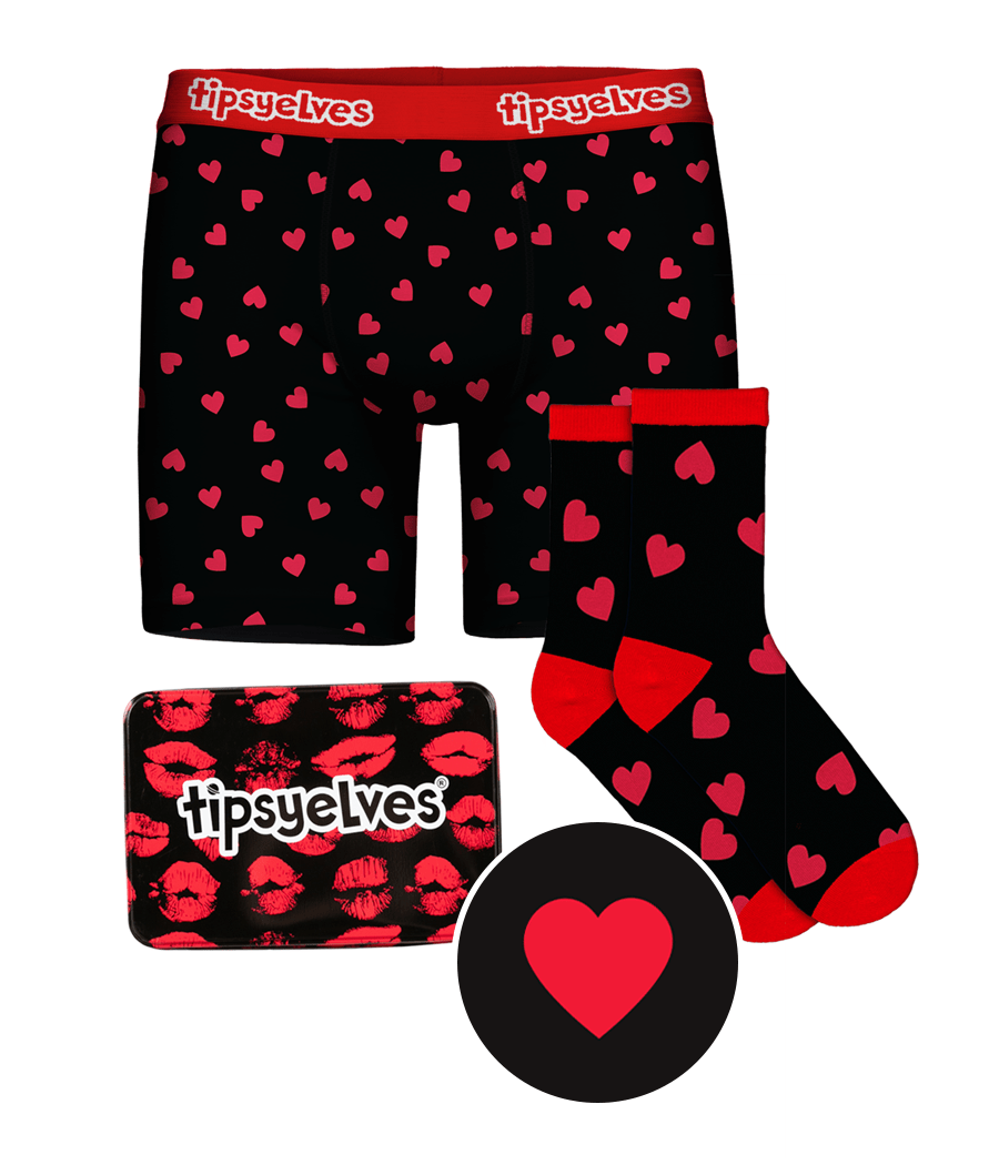 Valentine's Kisses Boxers & Socks Gift Set: Men's Valentine's Gifts
