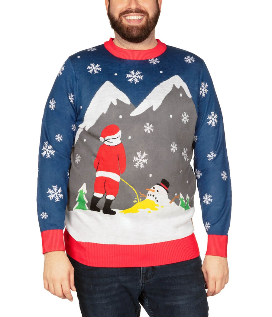 Melting Snowman Big and Tall Ugly Christmas Sweater: Men's Christmas ...
