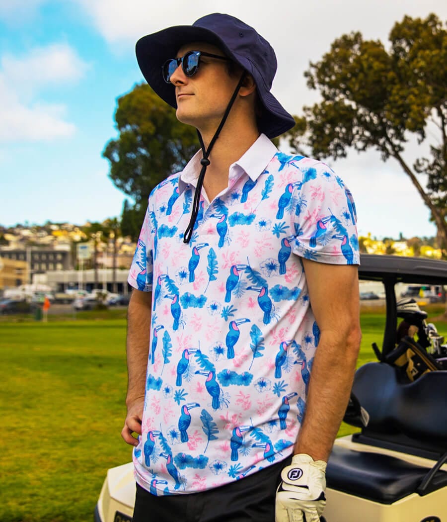 Toucan Tango Golf Polo: Men's Golf Outfits | Tipsy Elves