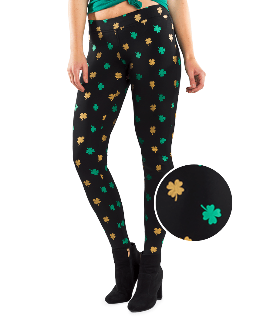 EXTRA PLUS Lucky 4 Leaf Clover Printed Leggings – 2 Blondes Apparel