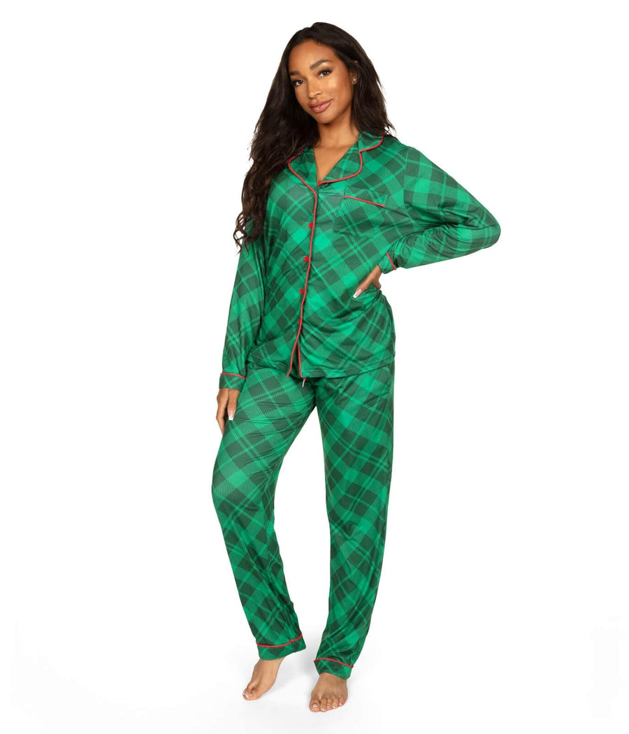 Black Lumberjack Womens Pajama Sets Short Sleeve Pj Shorts Green Buffalo  Plaid Pajama Set for Women Ladies Lounge Set