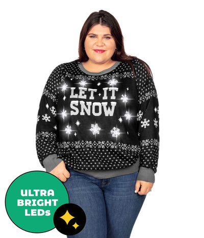 Let it Light Up Plus Size Ugly Christmas Sweater: Women's Christmas Outfits | Tipsy Elves