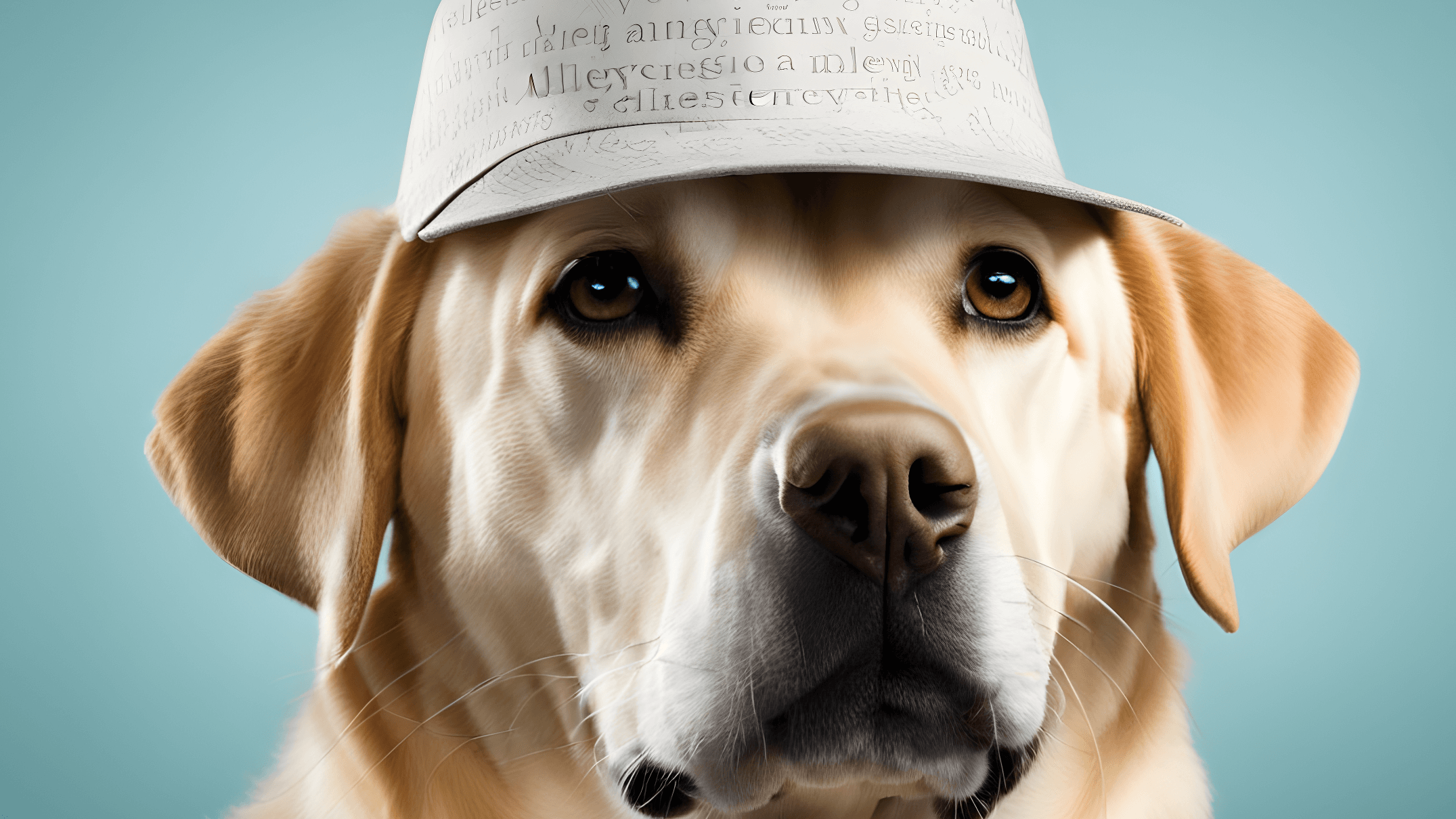 A Labrador Retriever wearing a cute thinking cap, pondering the mysteries of allergies