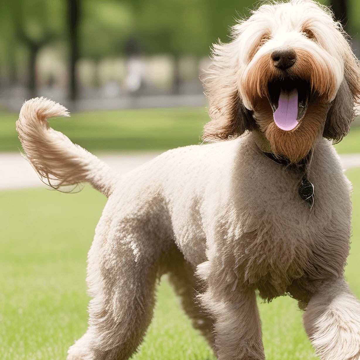Playful Labradoodle in the park on a sunny day