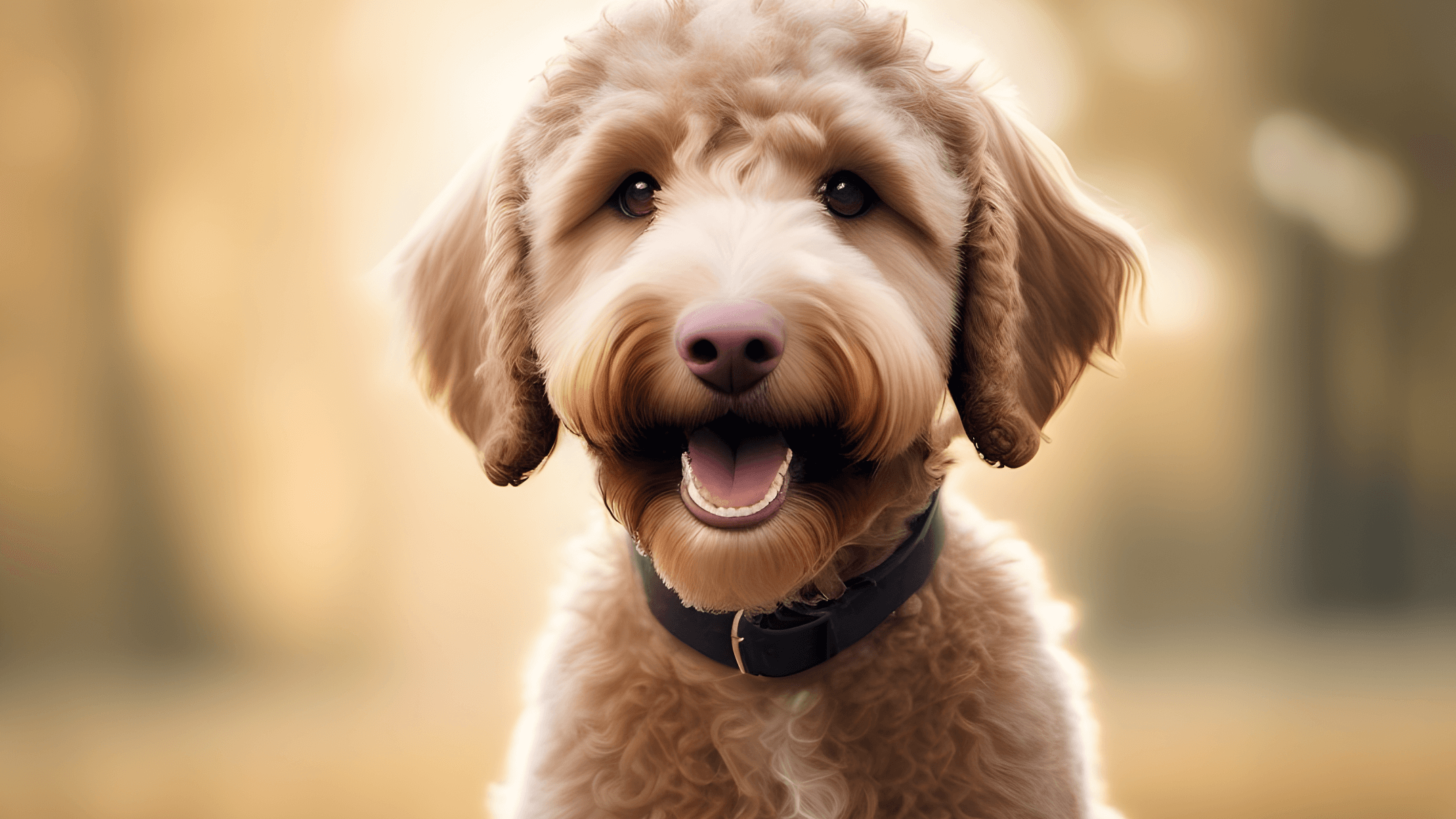 Smiling Labradoodle with a text overlay that reads 'Hypoallergenic - Fact or Fiction'