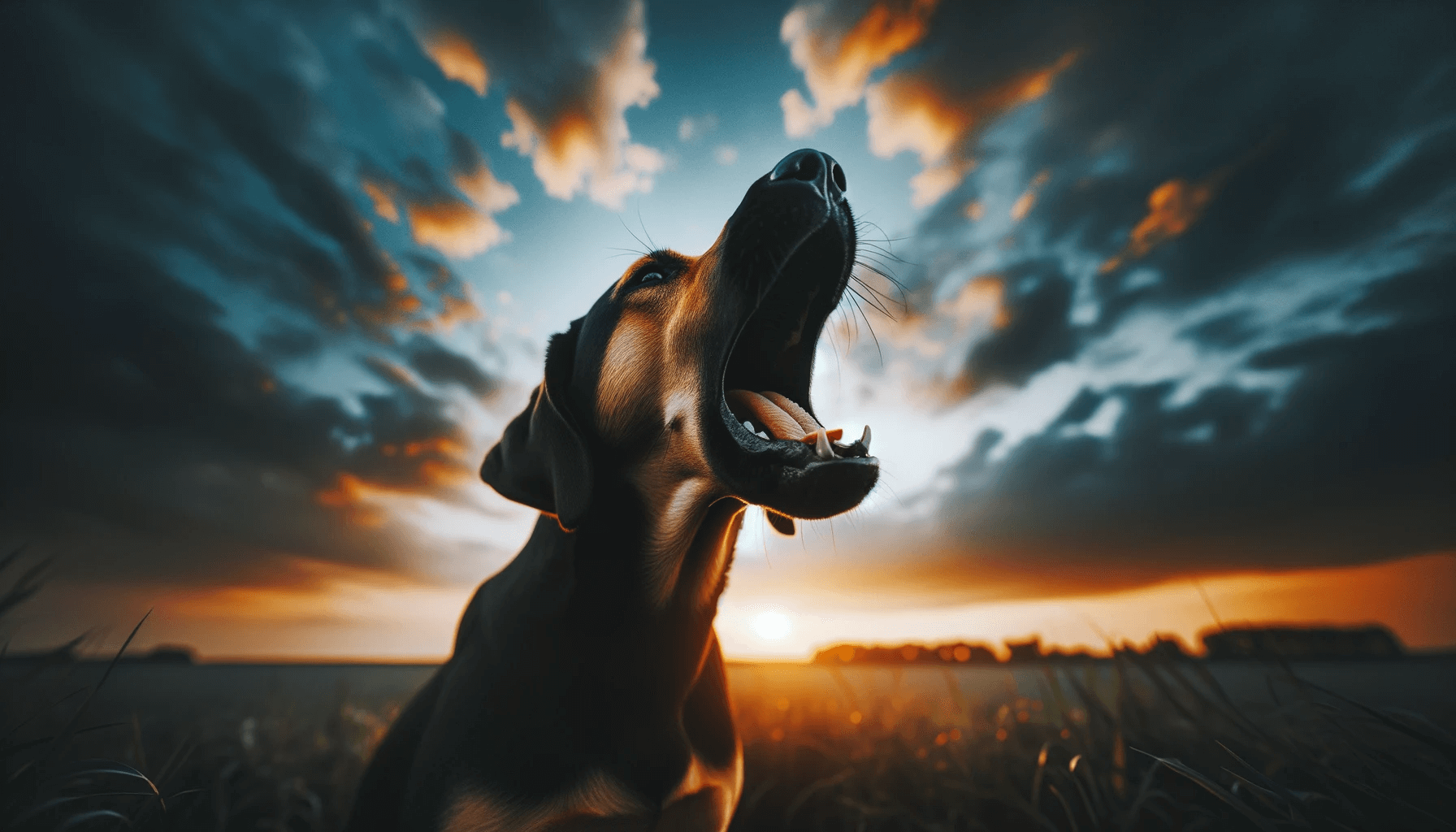 A Lab Hound Mix howling or barking, showcasing its vocal talents