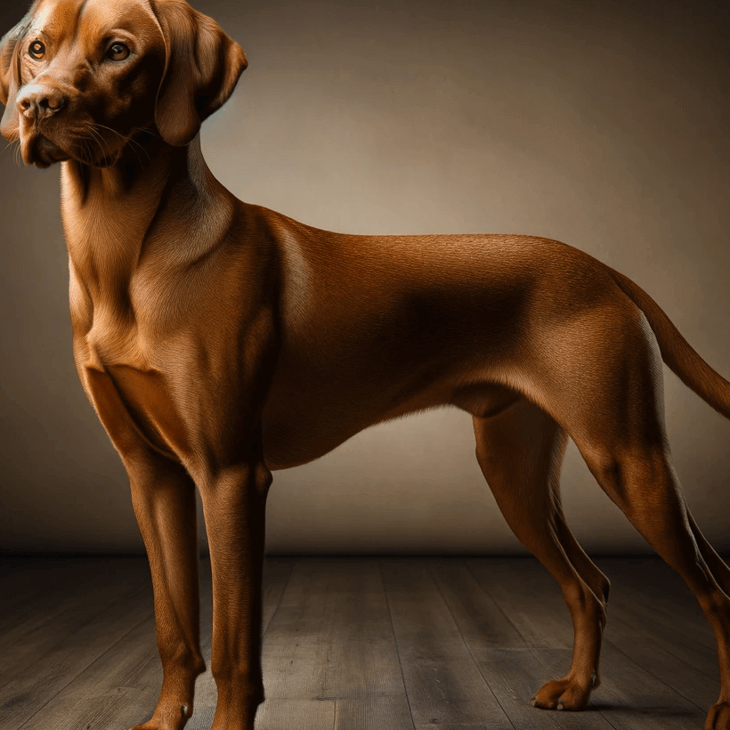 A Vizsla Lab Mix showing off its well-balanced body structure