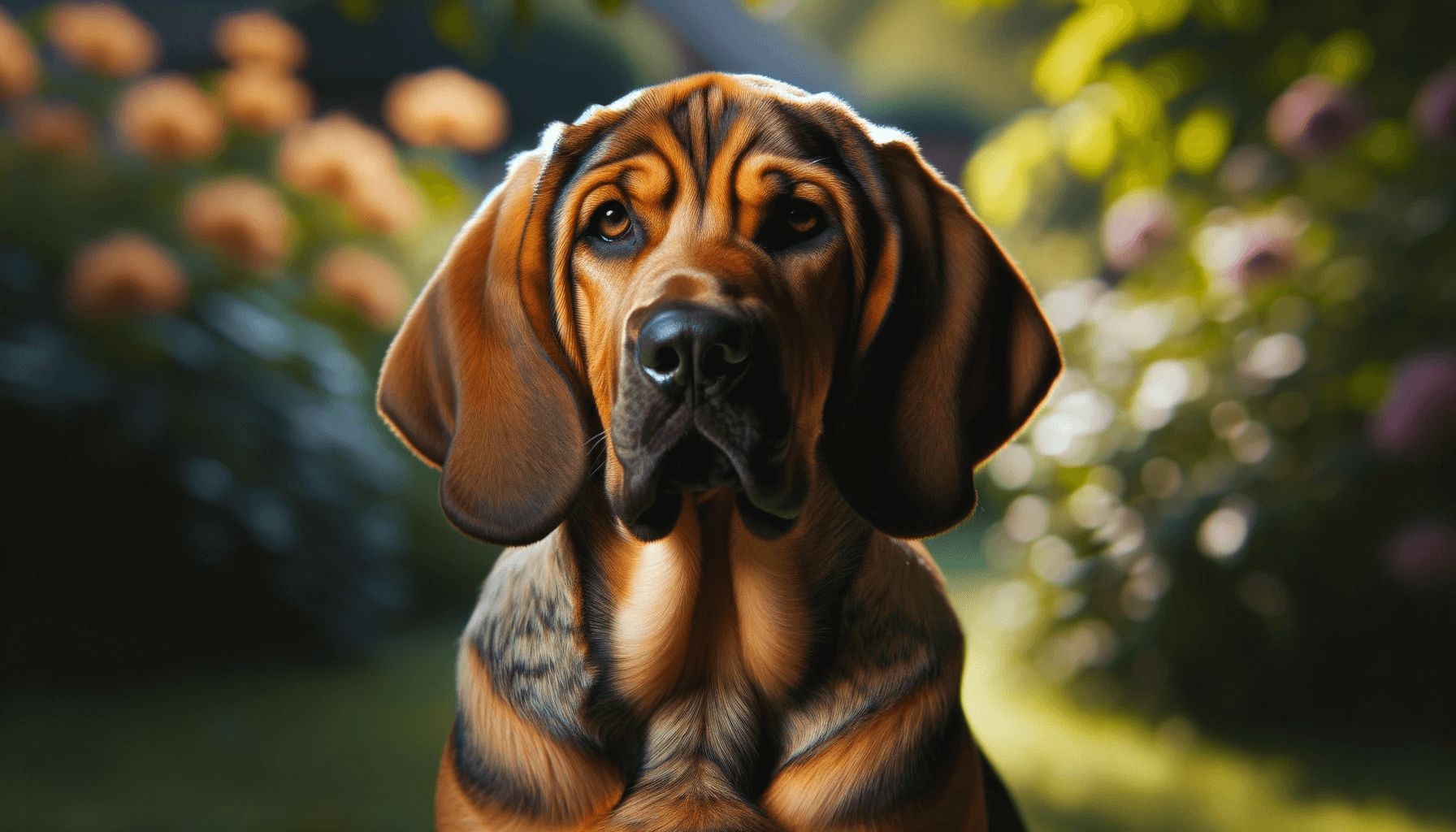 A bloodhound lab mix flaunting its unique coat color, a blend between its Labrador and Bloodhound parents