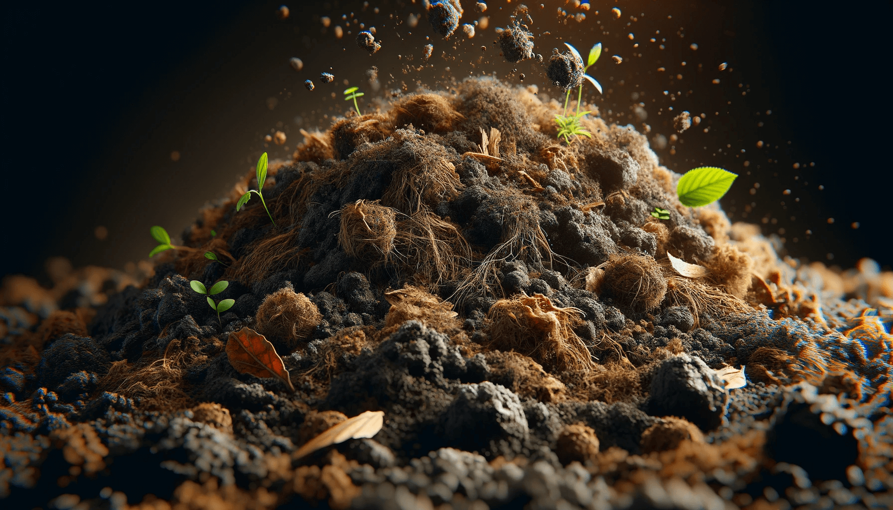 A realistic image of humus-rich soil, a natural source of fulvic acid