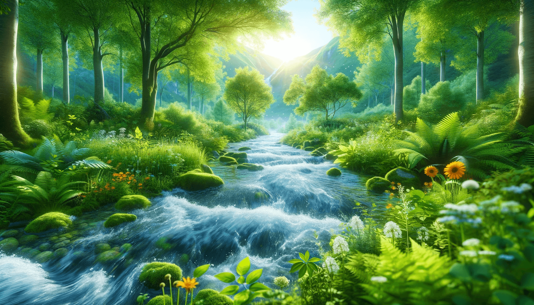 A serene nature scene depicting clean water and lush greenery symbolizing fulvic acid's positive effects
