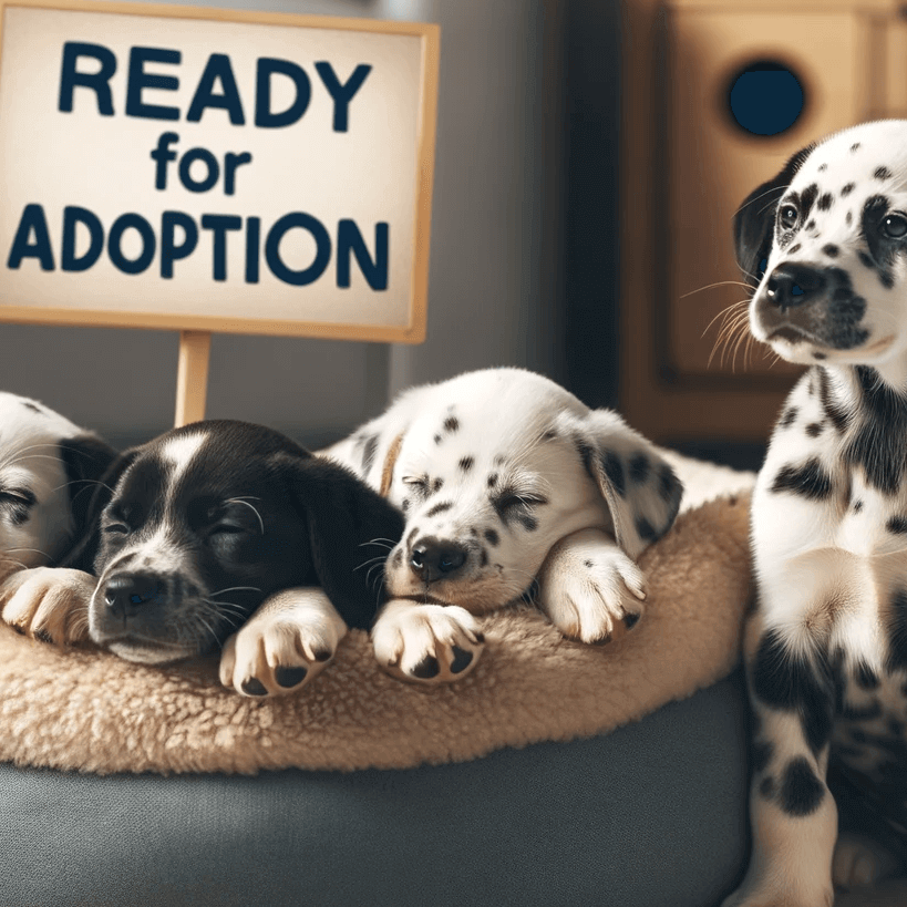 Cute Dalmatian Lab Mix puppies in a cozy setting