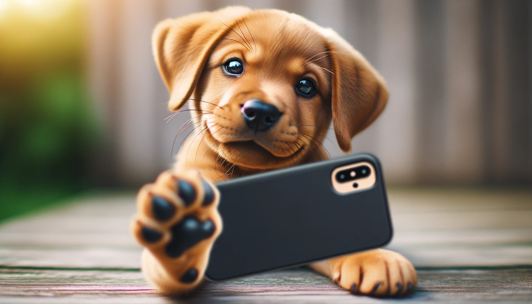 An adorable Labrottie Puppy taking a selfie with its cute floppy ears and warm eyes