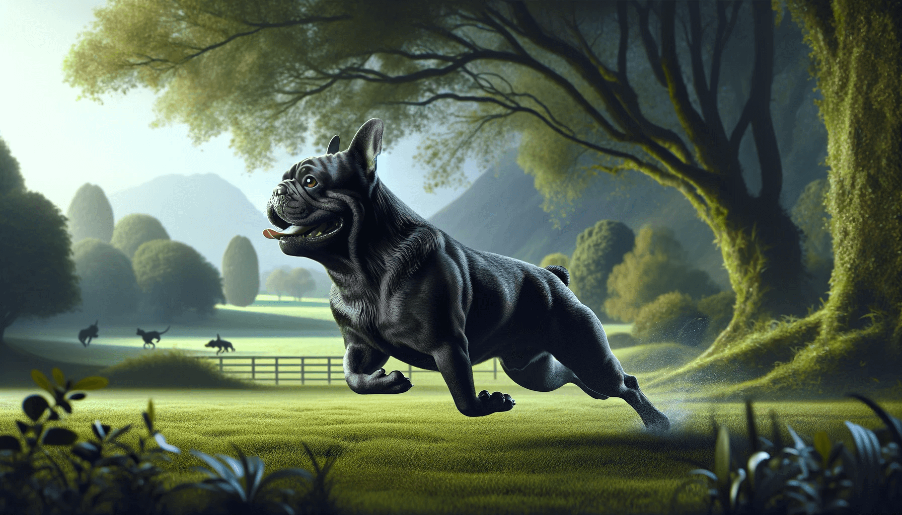 Black French Bulldog Engaged in Training or Play