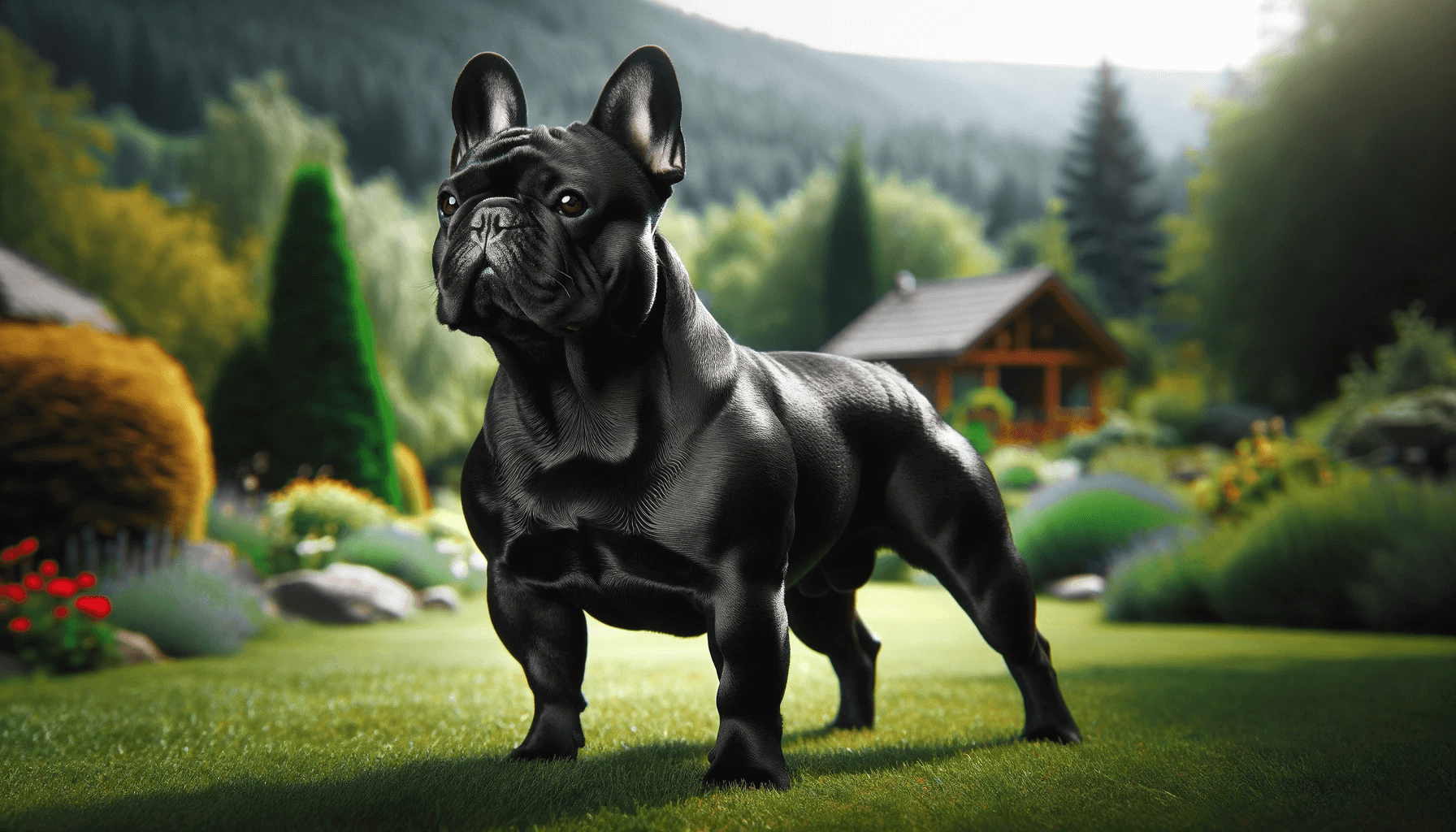 Black French Bulldog in Picturesque Outdoor Setting