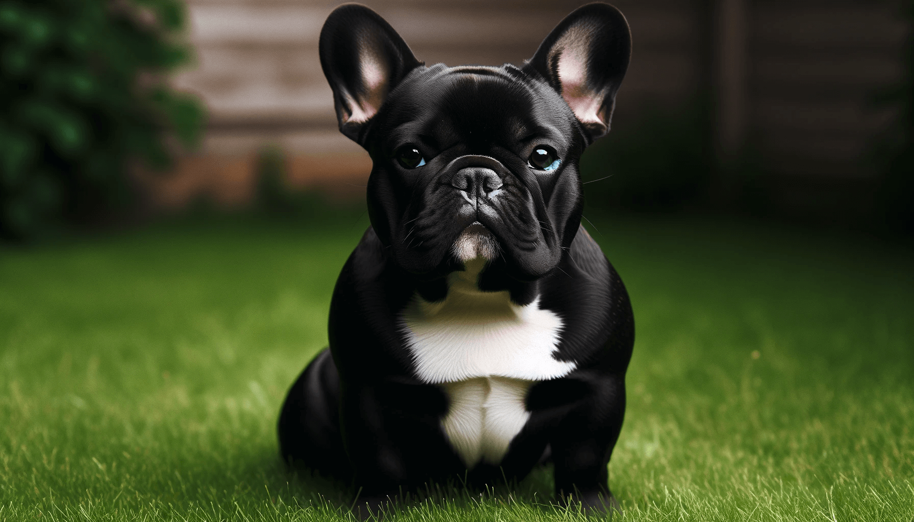 Black French Bulldog with a Distinctive White Chest Patch