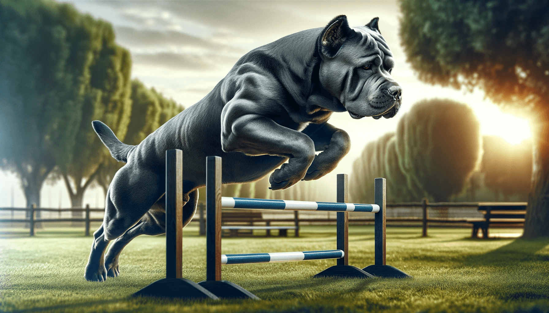Blue Cane Corso Engaged in Training or Exercise