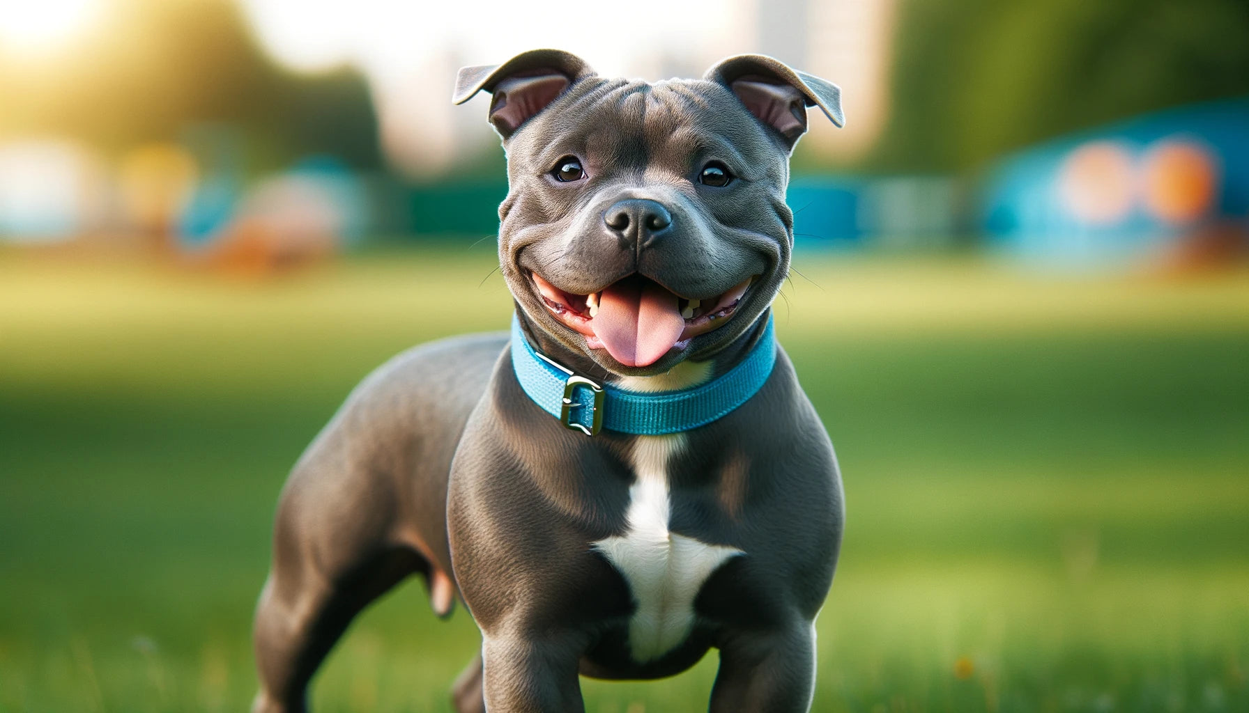 Blue Staffordshire Bull Terrier (Blue Staffy) Standing Outdoors