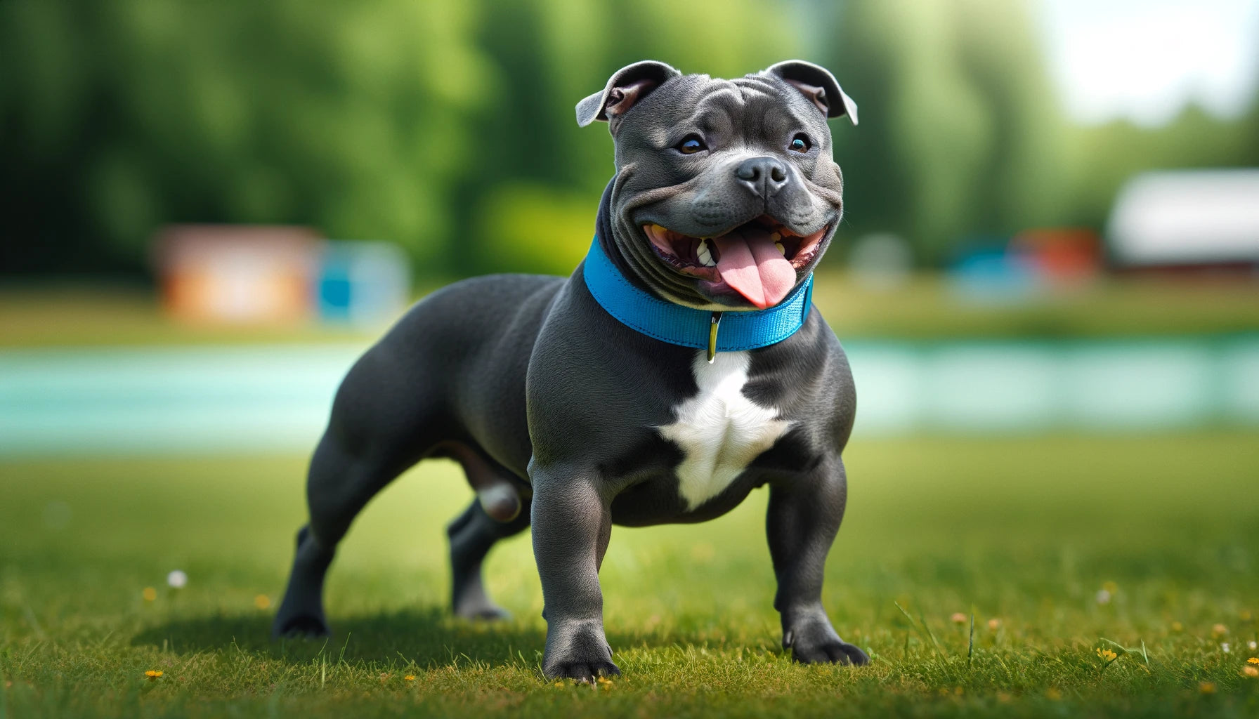Blue Staffordshire Bull Terrier (Blue Staffy) Standing Outdoors