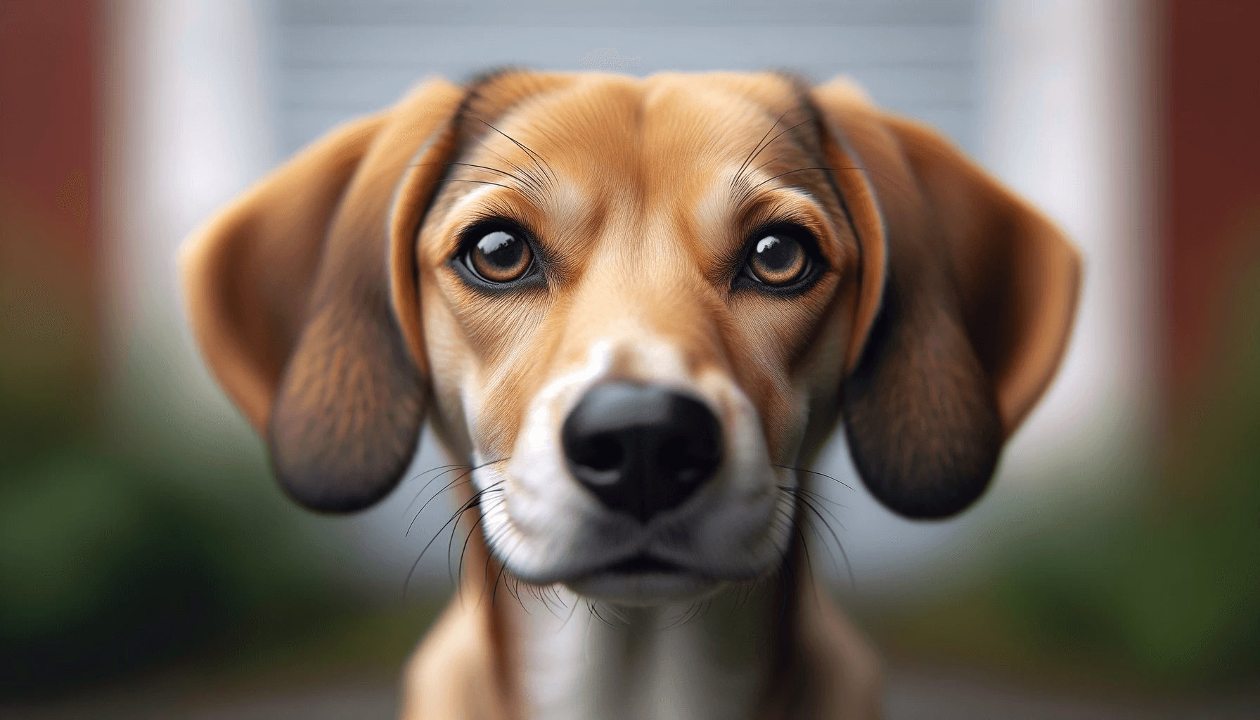 Close-up of a Lab Hound Mix's eyes and ears, making you wonder how any creature could be this cute