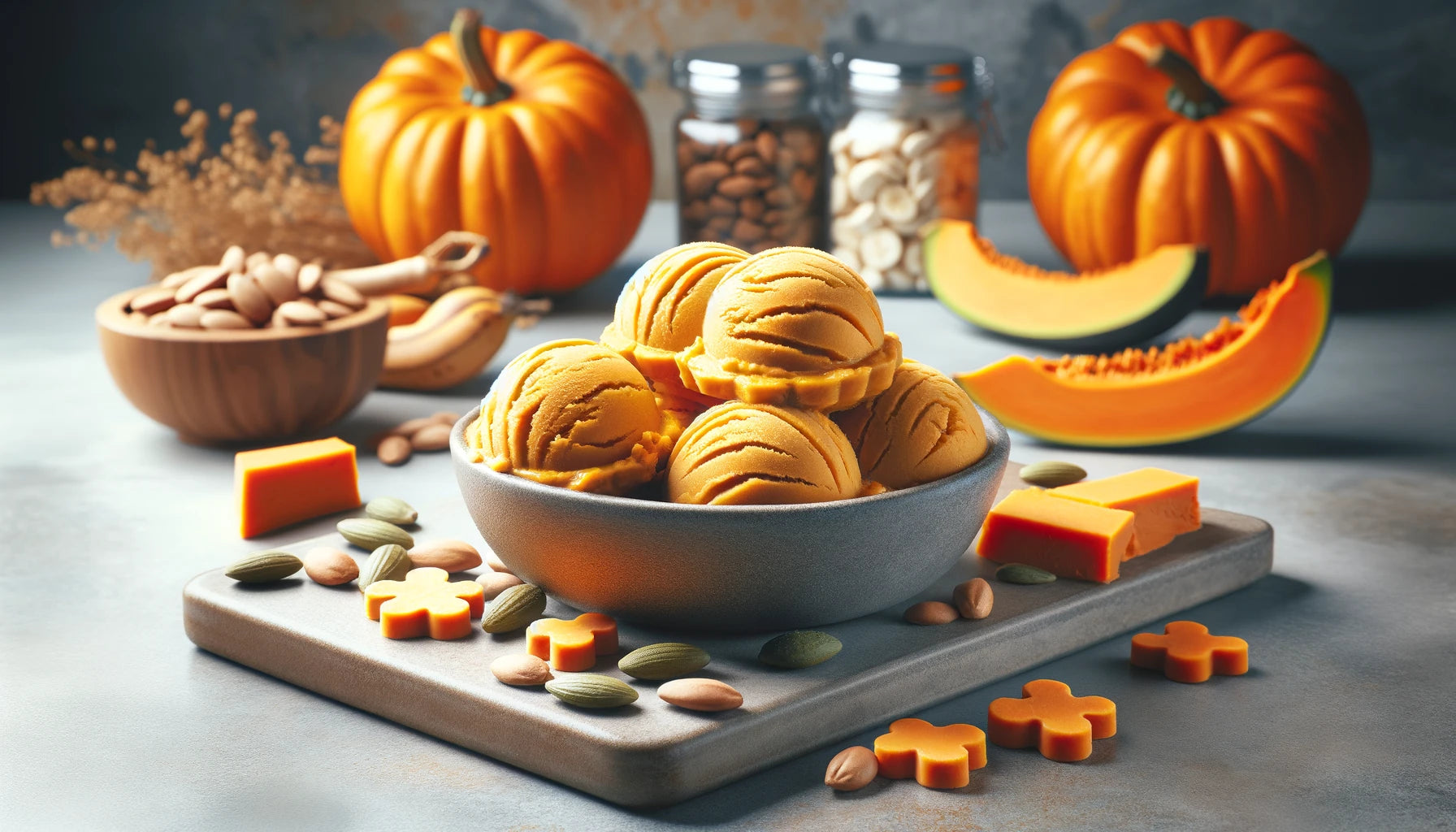 Dairy-Free Pumpkin Dog Ice Cream showcasing a refreshing and healthy treat for dogs.
