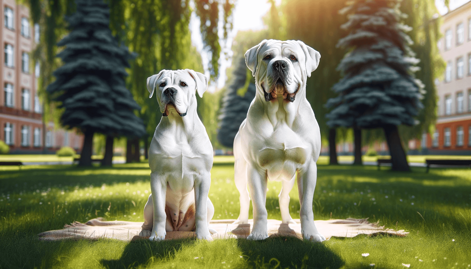 An illustration depicting the differences between male and female White Cane Corsos.