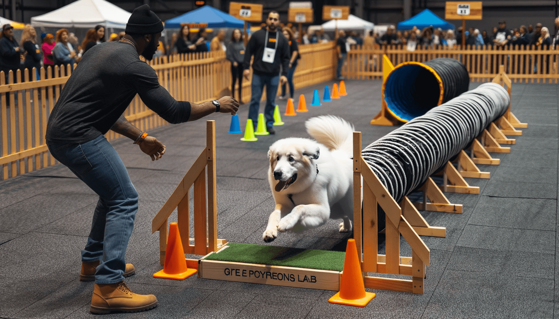 Great Pyrenees Lab Mix acing an obedience course