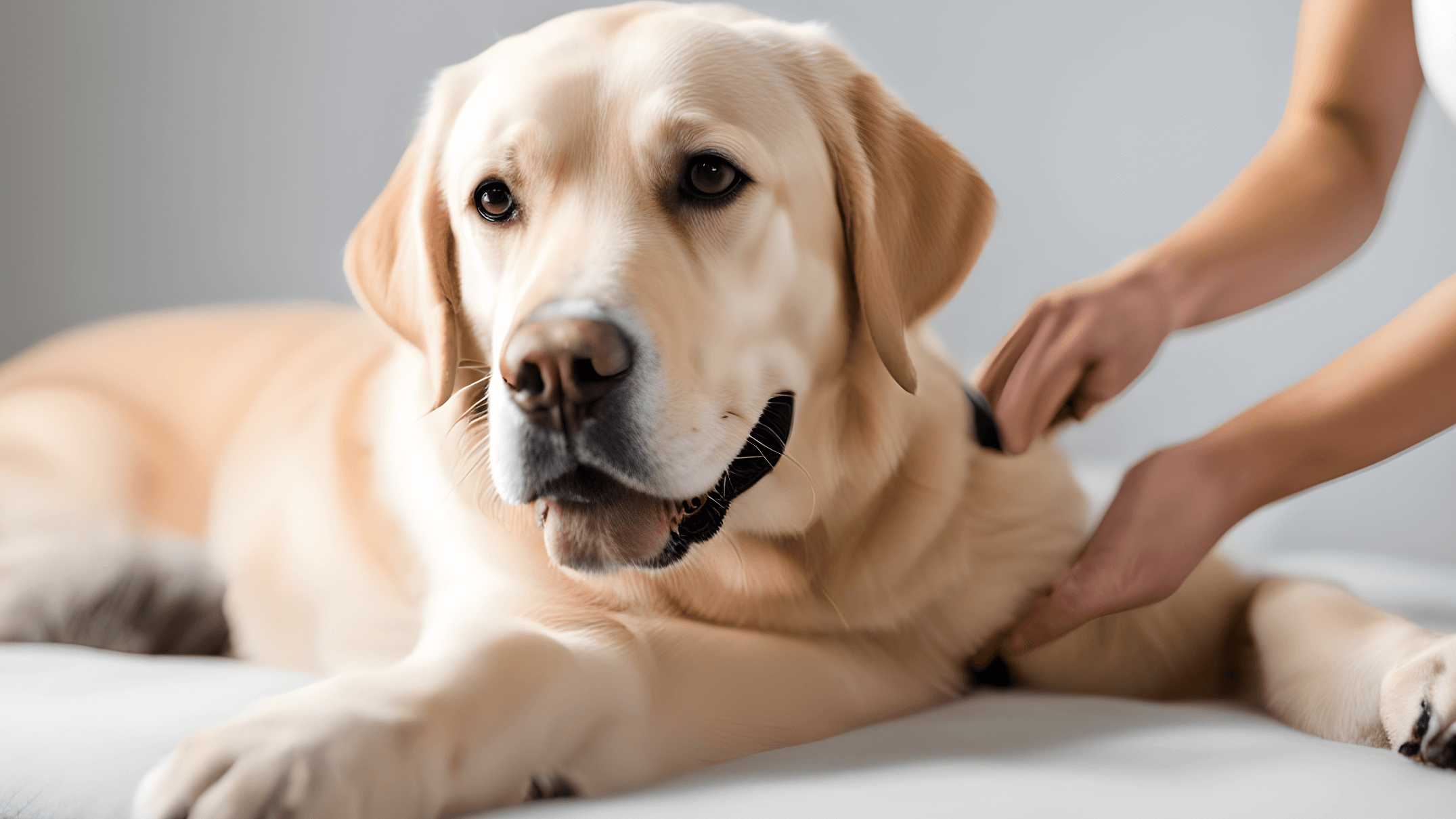 Labrador Retriever enjoying a luxurious grooming session
