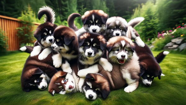 Labsky puppies with diverse coat colors