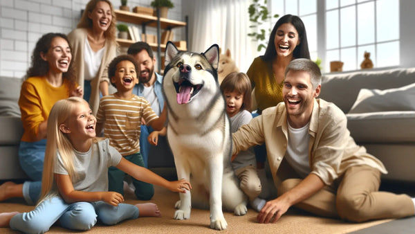Labsky with a family, encapsulating the joy and companionship they bring