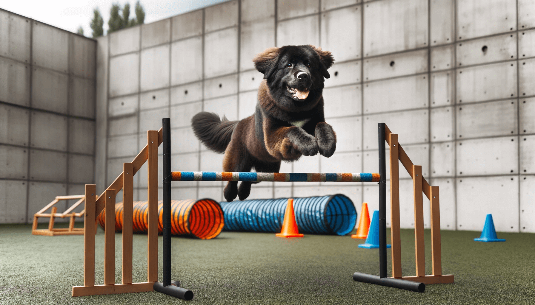 Newfoundland Lab Mix Acing an Obstacle Course