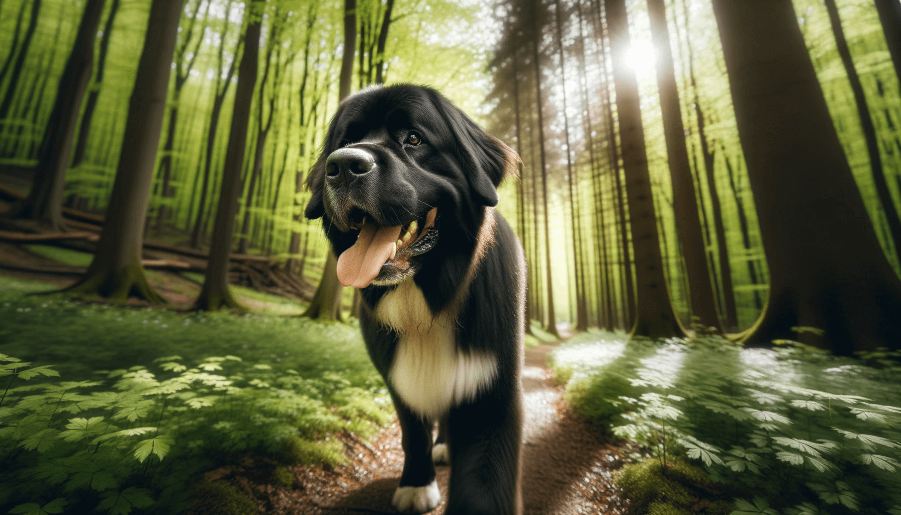Newfoundland Lab Mix Enjoying a Long Hike in the Woods