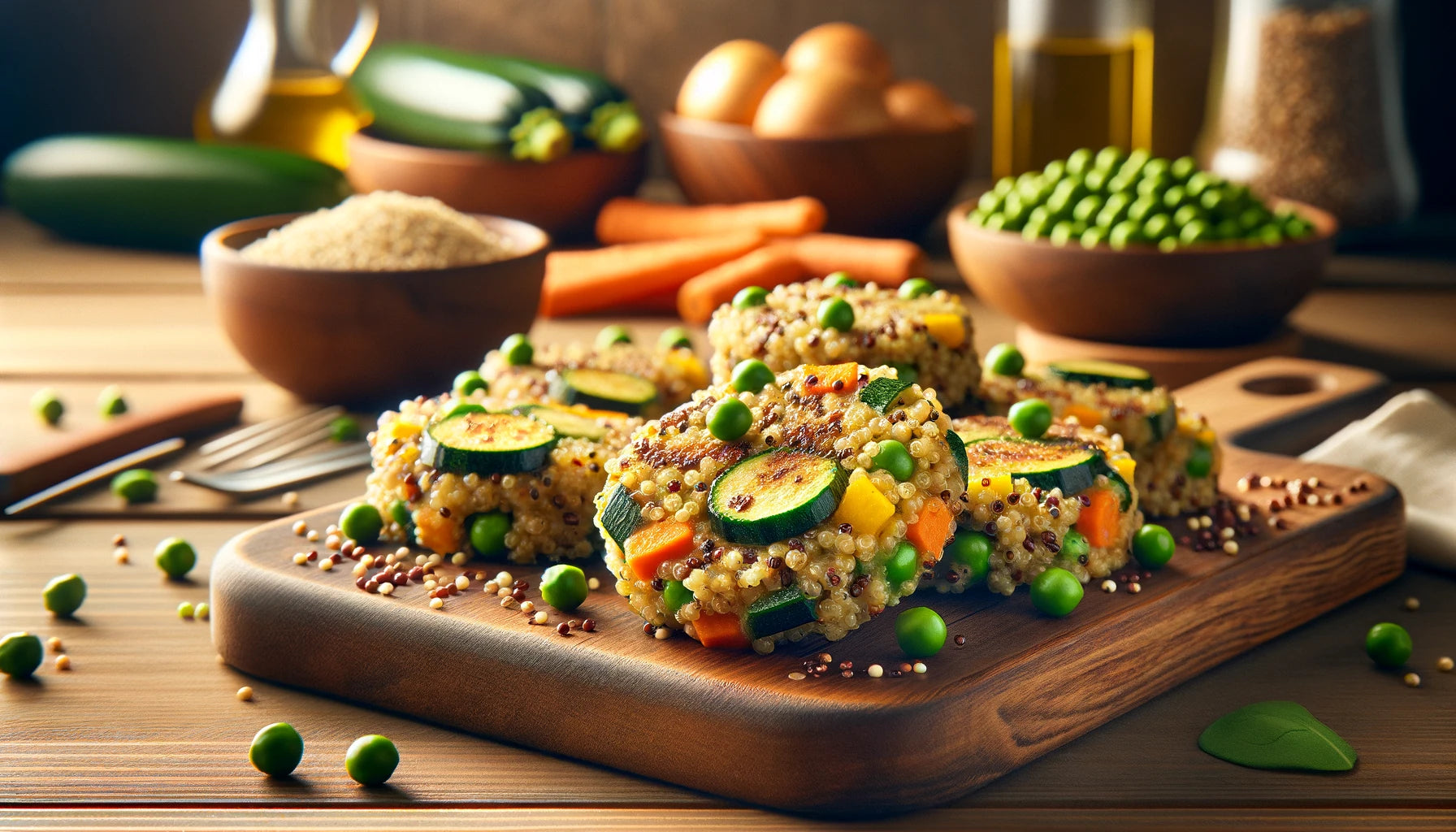 Quinoa Veggie Patties showcasing a vibrant and nutritious meal option for dogs.