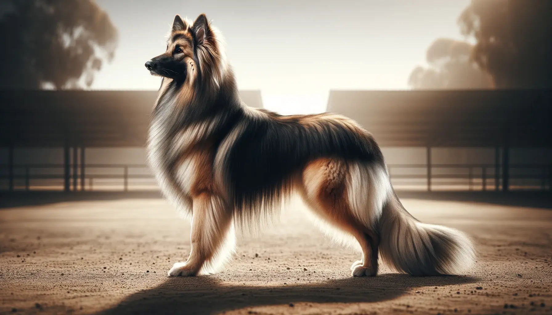 A Shiloh Shepherd standing in a pose that perfectly showcases its well-balanced and symmetrical build.
