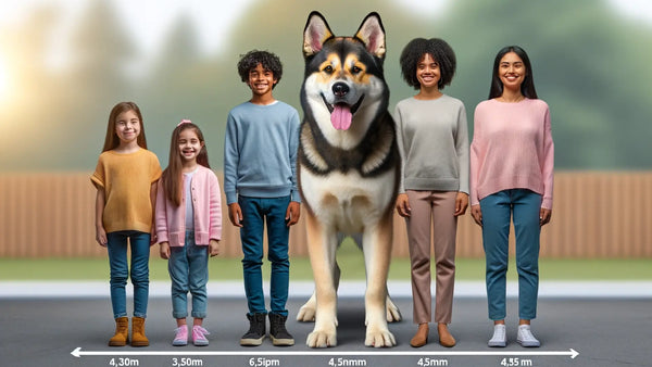 Size comparison of a Labsky with children and adults demonstrating their medium to large size