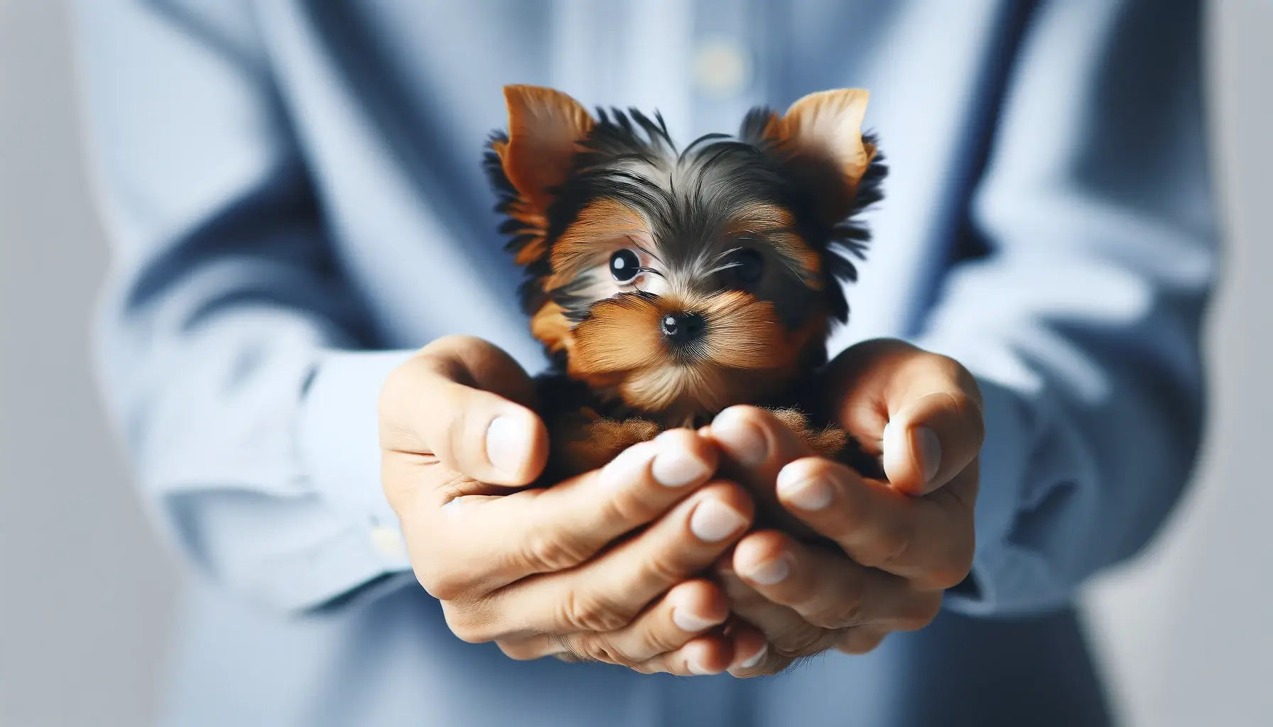 A Teacup Yorkie highlighting the breed's incredibly small size.