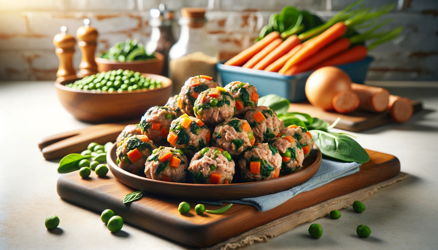 Turkey Veggie Meatballs illustrating a wholesome and protein-rich meal for dogs.