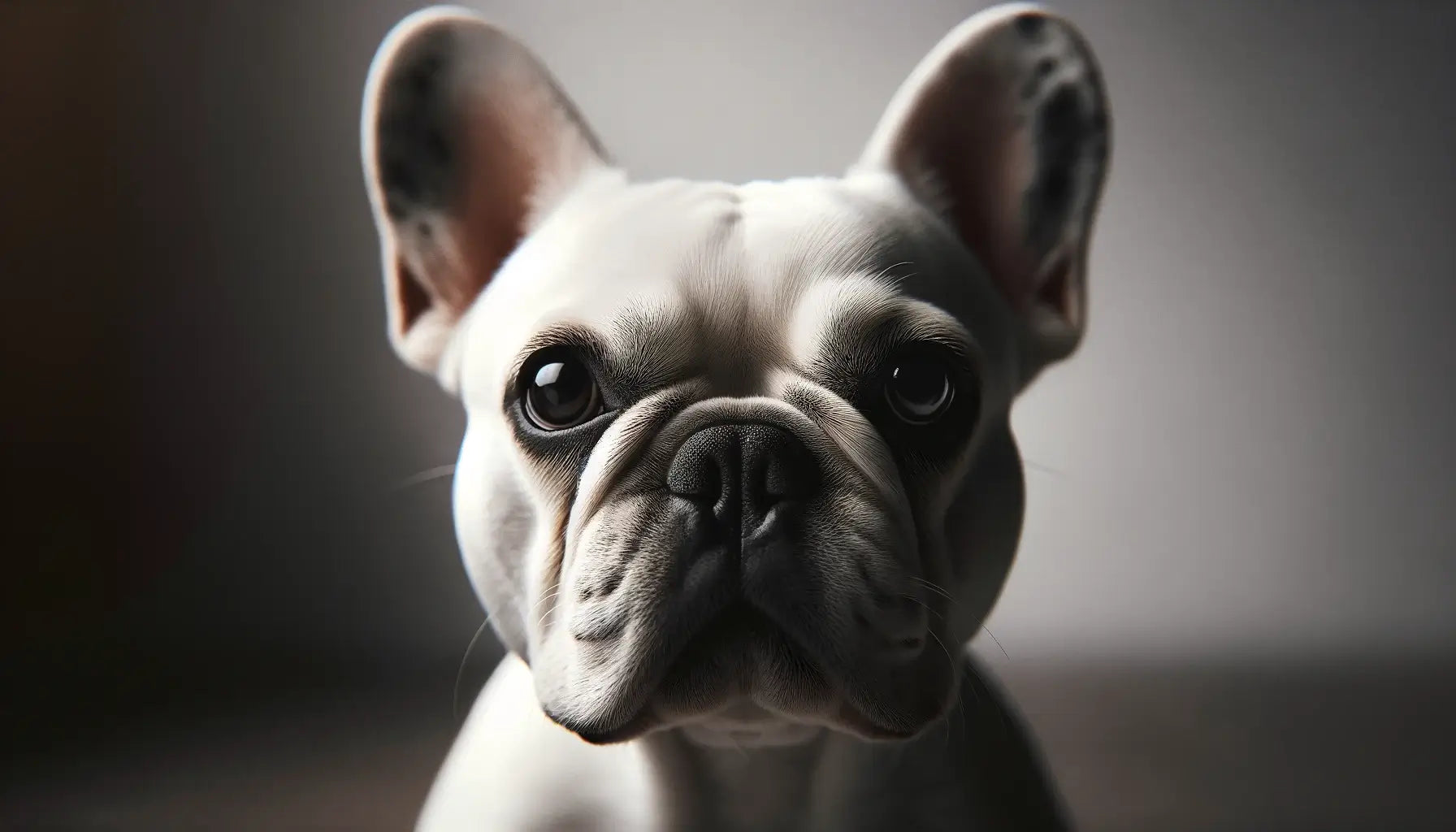 White French Bulldog capturing its soulful eyes and observant gaze.