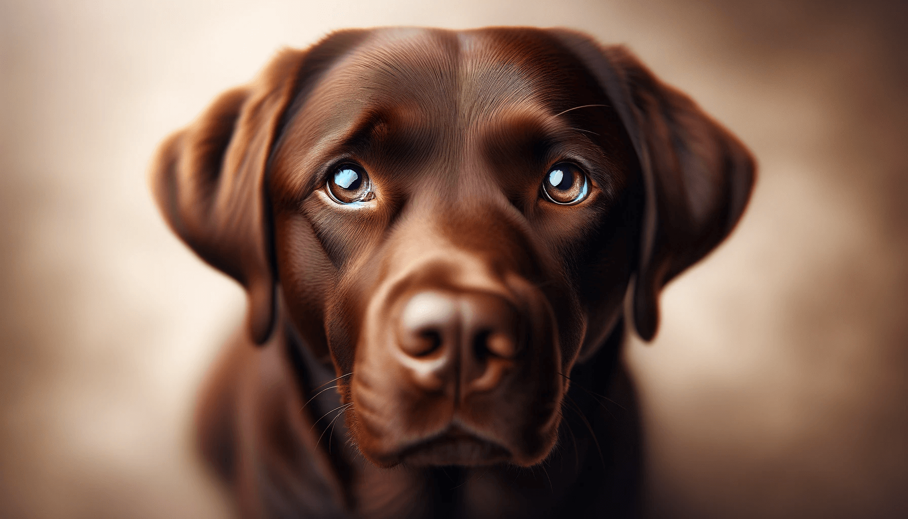 Expressive eyes of a Chocolate Labrador Retriever, highlighting their friendly and playful demeanor.