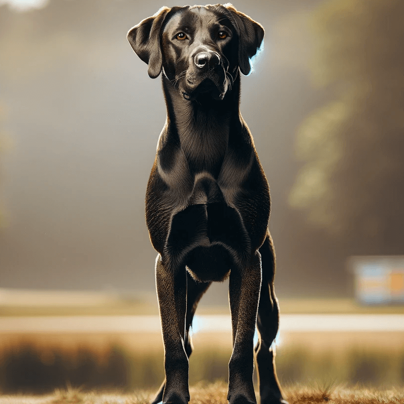 Male Lab Pointer mix with athletic build